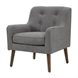 Ryder Mid Century Modern Gray Woven Fabric Button Tufted Armchair