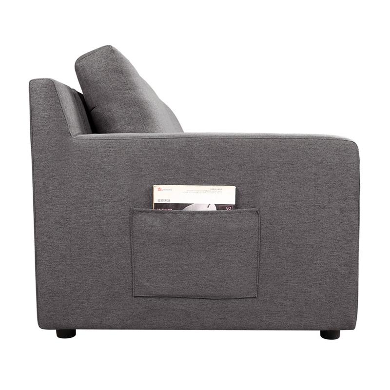 Waylon Gray Linen Fabric 7-Seater U-Shape Sectional Sofa Chaise with Pocket