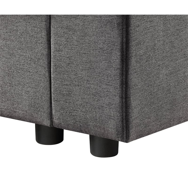 Waylon Gray Fabric Linen 4-Seater Sofa with Pockets and Black Legs
