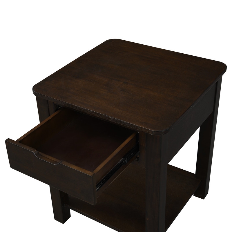 Flora Dark Brown Engineered Wood End Table with Drawer