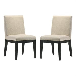 Jasper Set of 2 Beige Contemporary Fabric Dining Chair with Black Legs