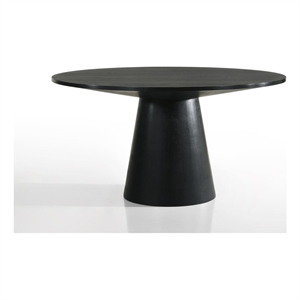 Jasper Ebony Black Wood Finish 59&quotW Contemporary Rd Dining Table w/Pedestal Base