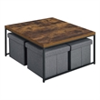 Lilola Home Caitlin Engineered Wood 5 Piece Coffee Table Set in Weathered Oak