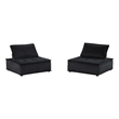 Lilola Home Anna Velvet Armless Lounge Chair with Tufted Seat in Black Set of 2