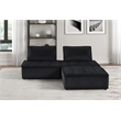 Lilola Home Anna Velvet 3 Piece Sectional Loveseat Ottoman in Black