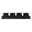 Lilola Home Anna Velvet 4-Seater Modular Sofa with Tufted Seat in Black