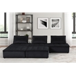 Lilola Home Anna Velvet 5 Piece Sectional Sofa Ottoman with Tufted Seat in Black