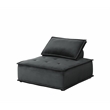Lilola Home Anna Velvet 5 Piece Sectional Sofa Ottoman with Tufted Seat in Black