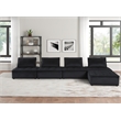 Lilola Home Anna Velvet 5 Piece Sectional Sofa Ottoman with Tufted Seat in Black