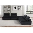 Lilola Home Anna Velvet 5 Piece Sectional Sofa Ottoman with Tufted Seat in Black