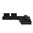 Lilola Home Anna Velvet 5 Piece Sectional Sofa Ottoman with Tufted Seat in Black