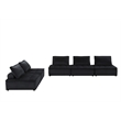 Lilola Home Anna Velvet 5 Piece Sectional Sofa Ottoman with Tufted Seat in Black