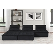 Lilola Home Anna Velvet 5 Piece Sectional Sofa Ottoman with Tufted Seat in Black