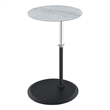 Orbit End Table with Height Adjustable Gray Marble Textured Glass Top