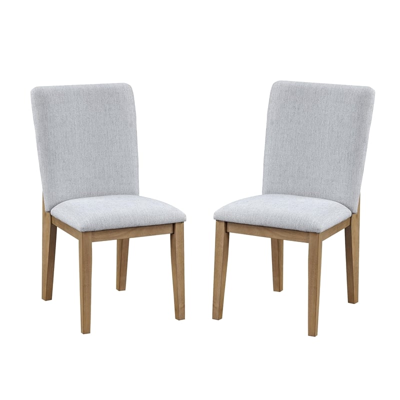 Delphine Set of 2 Gray Linen Fabric Dining Chair
