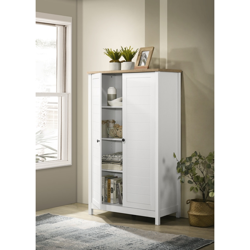 Lilola Home Claire 2-Door Engineered Wood Storage Cabinet in White