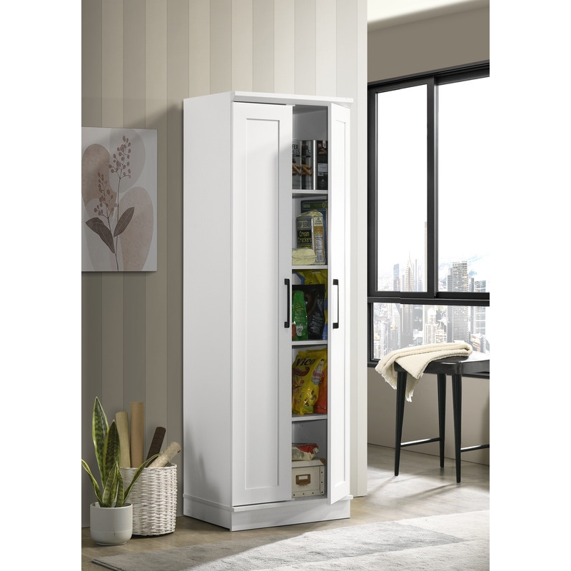 Lilola Home Evelyn 2-Door Engineered Wood Storage Cabinet in White