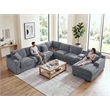 Celine Light Gray Chenille Sectional Rt-Facing Chaise Cupholders Charging Ports