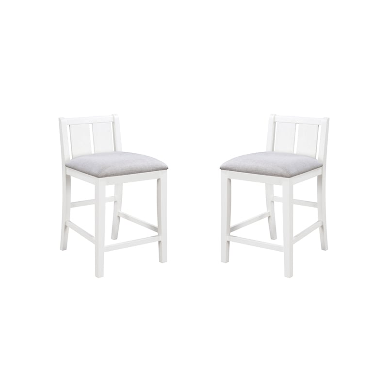 Graham Set of 2 White Finish Upholstered Seat Counter Height Chair