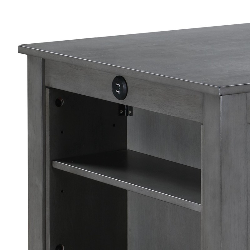 Graham Gray Finish Counter Height Dining Table USB Charging Ports and Shelves