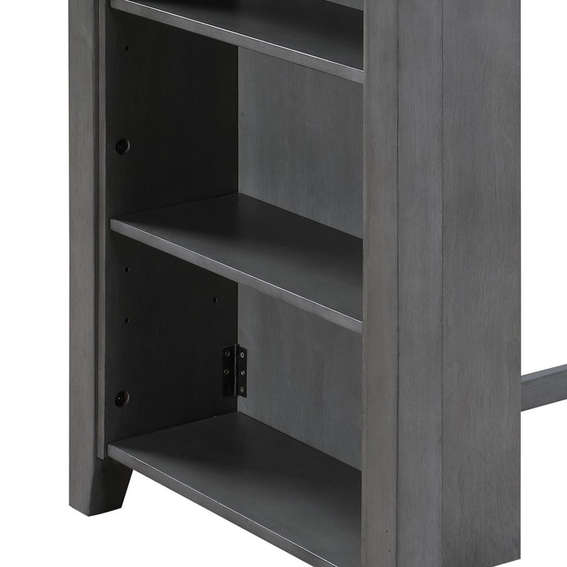 Graham Gray Finish Counter Height Dining Table USB Charging Ports and Shelves