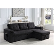 Toby Black Woven Reversible Sleeper Storage Chaise Cup Holder USB Ports Pockets
