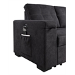 Toby Black Woven Reversible Sleeper Storage Chaise Cup Holder USB Ports Pockets