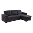 Toby Black Woven Reversible Sleeper Storage Chaise Cup Holder USB Ports Pockets