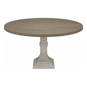 Tannen 59&quotW Round White and Gray Engineered Wood Dining Table