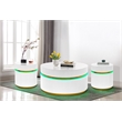 Tavita 3-Piece Round White Wood Coffee Table Set with Glass Top and LED Lights
