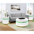 Tavita 3-Piece Round White Wood Coffee Table Set with Glass Top and LED Lights