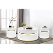 Tavita 3-Piece Round White Wood Coffee Table Set with Glass Top and LED Lights