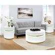 Tavita 3-Piece Round White Wood Coffee Table Set with Glass Top and LED Lights