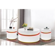 Tavita 3-Piece Round White Wood Coffee Table Set with Glass Top and LED Lights