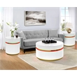 Tavita 3-Piece Round White Wood Coffee Table Set with Glass Top and LED Lights