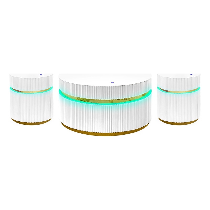 Tavita 3-Piece Round White Wood Coffee Table Set with Glass Top and LED Lights