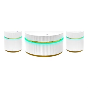 Tavita 3-Piece Round White Wood Coffee Table Set with Glass Top and LED Lights