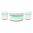 Tavita 3-Piece Round White Wood Coffee Table Set with Glass Top and LED Lights