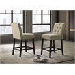 Jasper Set of 2 Beige Fabric Counter Height Chairs with Black Finish Legs