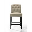 Jasper Set of 2 Beige Fabric Counter Height Chairs with Black Finish Legs