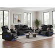 Jazz Black Faux Leather Pwr Recl. 3PC Set+BT Spkrs+LED+Wrls Chrg+USB+Cuphldrs