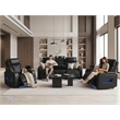 Jazz Black Faux Leather Pwr Recl. 3PC Set+BT Spkrs+LED+Wrls Chrg+USB+Cuphldrs