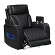 Jazz Black Faux Leather Pwr Recl. 3PC Set+BT Spkrs+LED+Wrls Chrg+USB+Cuphldrs