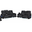 Jazz Black Faux Leather Pwr Recl.Sofa LS Set+BT Spkrs+LED+Wrls Chrg+USB+Cuphldrs
