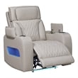 Jazz 37&quot White Faux Leather Pwr Recl.Chair w/Pwr Hdrst+LED+USB+Strg+Cuphldrs