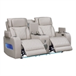 Jazz 74&quot White Faux Leather Pwr Recl.LS w/Pwr Hdrst+BT Spkrs+LED+USB+Cuphldrs