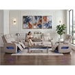 Jazz White Faux Leather Pwr Recl. 3PC Set+BT Spkrs+LED+Wrls Chrg+USB+Cuphldrs