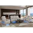 Jazz White Faux Leather Pwr Recl. 3PC Set+BT Spkrs+LED+Wrls Chrg+USB+Cuphldrs