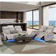Jazz White Faux Leather Pwr Recl.Sofa LS Set+BT Spkrs+LED+Wrls Chrg+USB+Cuphldrs