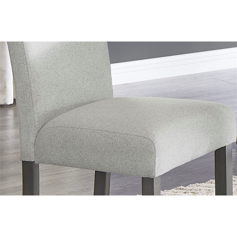 Selena Set of 2 Light Gray Fabric Ctr Ht Chairs w/Gray Wood Frame & Footrest